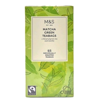 M&amp;S Matcha green teabags 25 individually wrapped teabags 50g.