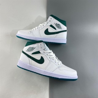 รองเท้ากีฬาบาสเก็ตบอล A6RH Air Jordan 1 Mid White Mystic Green สําหรับผู้ชาย