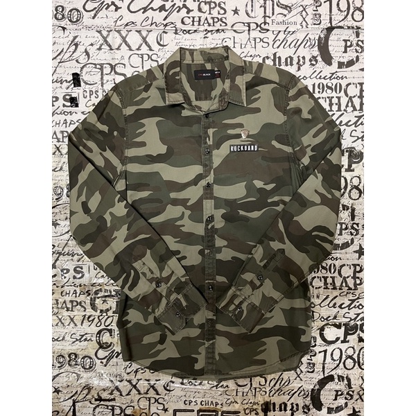 CPS CHAPS MILITARY CAMOUFLAGE LONG SLEEVES SHIRT ไซร์ M เสื้อเชิ้ต แขนยาว ผู้ชาย ซีพีเอส แชปส์ สภาพใ