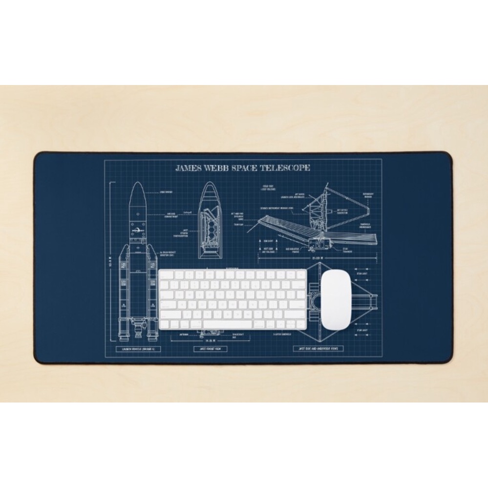 James Webb Space Telescope (Navy Blueprint) แผ่นรองเมาส์บริษัทส่วนบุคคล Gamer คีย์บอร์ด Pad สําหรับเ