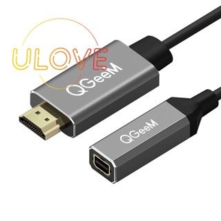 Qgeem สายเคเบิลอะแดปเตอร์แปลง HDMI ตัวเดียว เป็น Mini DP UHD 4K@30Hz Plug and Play สําหรับ PC แล็ปท็อป