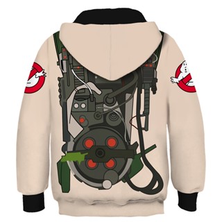 Wolyzz Ghostbusters เสื้อแจ็กเก็ตกันหนาว มีฮู้ด ลายการ์ตูนผี เหมาะกับงานปาร์ตี้ฮาโลวีน สําหรับเด็ก (XS, สีเบจ)