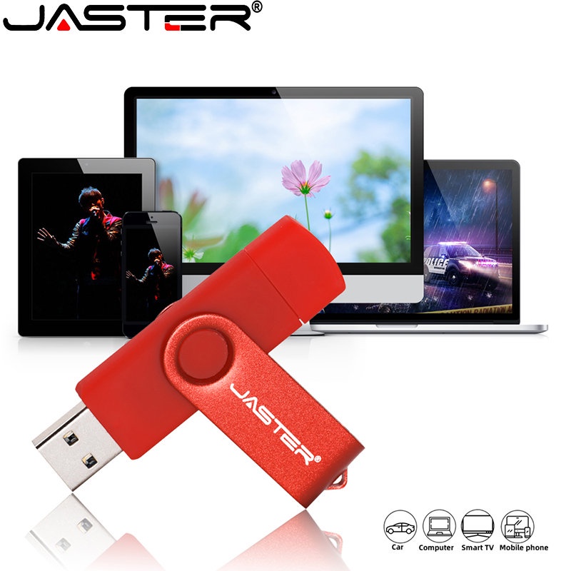 Jaster OTG แฟลชไดรฟ์ USB 64GB 3in1 TYPE-C หน่วยความจํา USB 2.0 32GB (โลโก้ฟรี 1 ชิ้น) 16GB ฟรีพวงกุญแจ ดิสก์ U 8GB 4GB