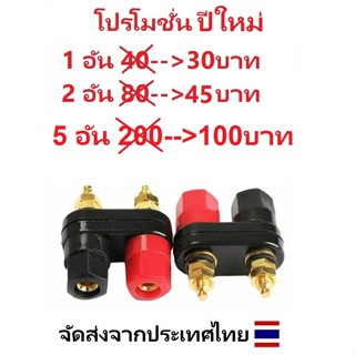 ไบดิ้งโพสขอบหยัก สั้น Binding post สีแดง-ดำสำหรับยึดติดแท่น