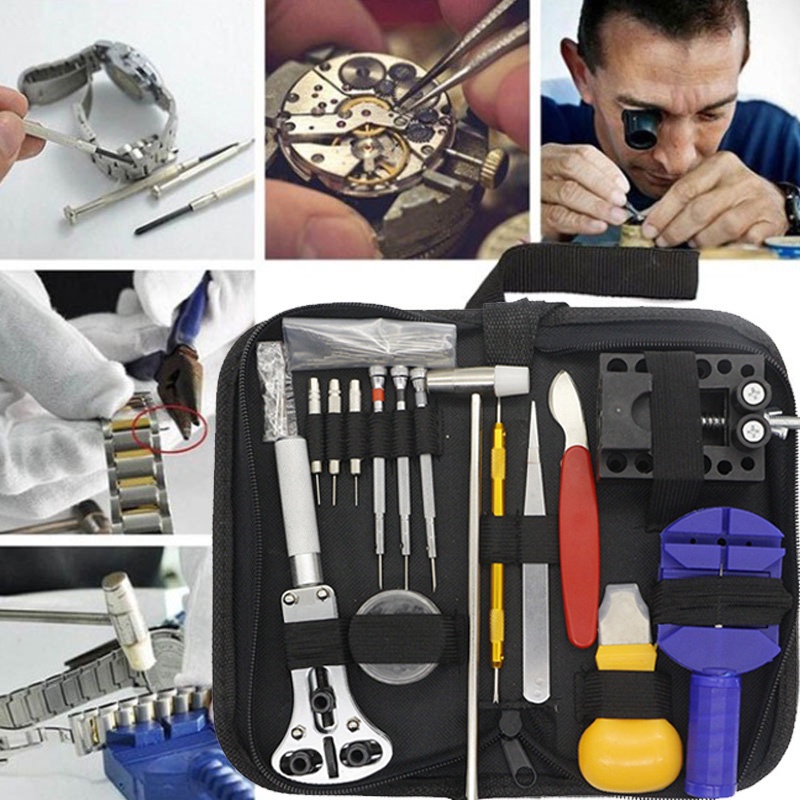 144pcs Watch Case Holder Opener Pin Link RemoverRepair ToolKit Watch Repaiกามืออาชีพซ่อมเครื่องมือนาฬิกาข้อมือชุดเปลี่ยน