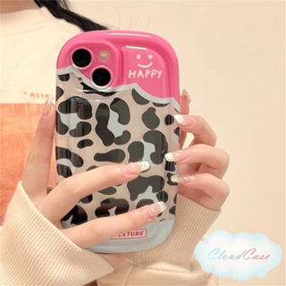 เคสซิลิโคนนิ่ม ลายเสือดาว หน้ายิ้ม กันตก สําหรับ iPhone 11 14 13 12 Pro Max X Xr Xs 8 7 6 Plus SE 2020