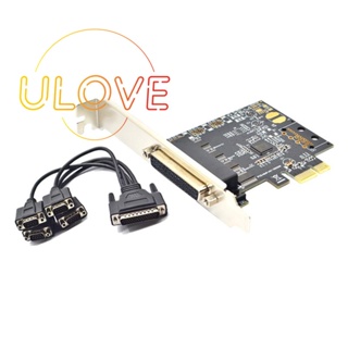 การ์ดต่อขยาย PCI-E เป็น 4 พอร์ตอนุกรม RS232 9-Pin 4-Port AX99100 พร้อมสายเคเบิล