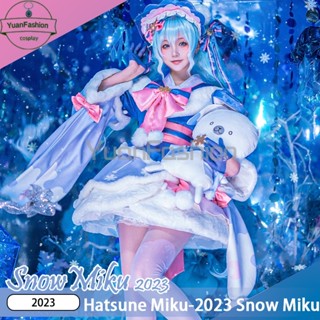 [พร้อมส่ง] Vocaloid Hatsune Miku cos เสื้อผ้าคอสเพลย์ Snow Miku สําหรับผู้หญิง 2023