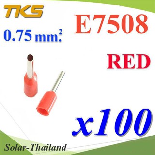 หางปลากลม คอร์ดเอ็น แบบมีฉนวน สำหรับสายไฟ 0.75 Sq.mm (สีแดง 100 ชิ้น) รุ่น E7508-RED