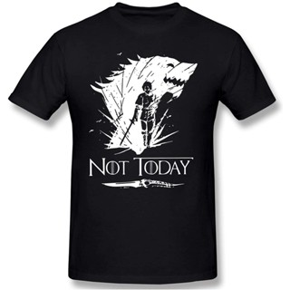 เสื้อยืดครอปใหม่ เสื้อยืด พิมพ์ลาย Arya Stark Game Of Thrones Not Today สําหรับผู้ชาย WQER7296S-5XL_07