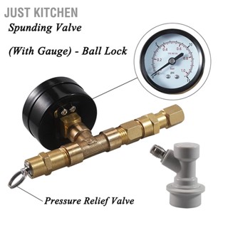 Just Kitchen วาล์วระบายแรงดันเบียร์เบียร์แบบปรับได้พร้อมมาตรวัดแรงดันและตัวจ่าย Cola Keg Regulator