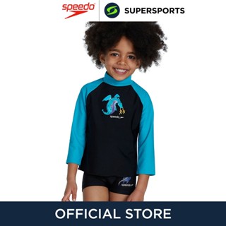 SPEEDO Long Sleeve Printed Rash Top เสื้อรัชการ์ดเด็กผู้ชาย เสื้อว่ายน้ำสำหรับเด็ก