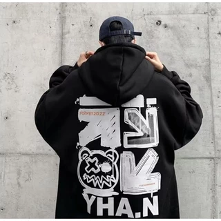 【ไซซ์ M-8xl】เสื้อแจ็กเก็ตกันหนาว แขนยาว มีฮู้ด ผ้าฝ้าย ผ้ากํามะหยี่ แบบสวมหัว พิมพ์ลายการ์ตูนกราฟฟิติ ตัวอักษร แฟชั่นคู่รัก สําหรับผู้ชาย และผู้หญิง