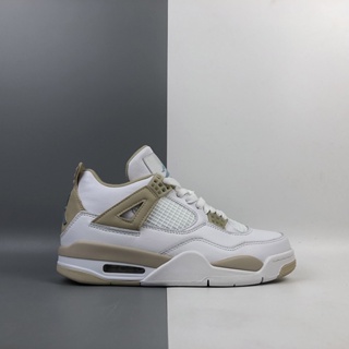 Qly4 Air Jordan 4 "Linen" รองเท้ากีฬา รองเท้าบาสเก็ตบอล สีขาว สีฟ้าอ่อน