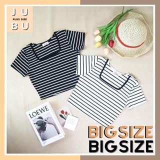 🔥พร้อมส่ง🔥เสื้อครอปแขนสั้น ผ้าร่องลายริ้ว เสื้อครอปสาวอวบ อก34-46 นิ้ว plussize #507