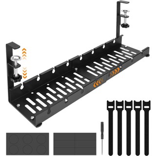ถาดจัดเก็บสายเคเบิล 55 ซม. ไม่ต้องเจาะใต้โต๊ะ ทนทาน สําหรับบ้าน สํานักงาน