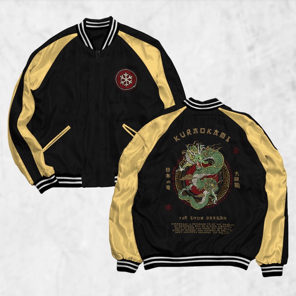 HIPNOP Sukajan Dragon Jacket สกรีนลายแจ็คเก็ตผู้ชายและผู้หญิง Distro Unisex Japan Premium Original