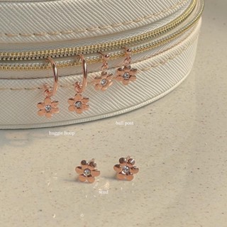 SissyJewelry // ต่างหูเงินแท้ ต่างหูดอกไม้ รุ่น Flower gem (silver/rosegold) - stud / ball post /  hoop