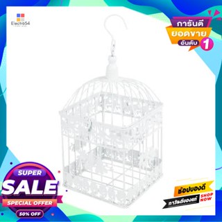 Square กรงนกเหล็กดัดทรงสี่เหลี่ยม (M) รุ่น LS19A4097-M ขนาด 18 x 18 x 41 ซม. สีขาว Square Wrought Iron Bird Cage (M) FON