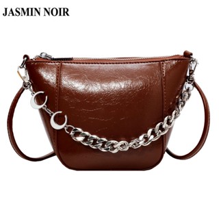 Jasmin NOIR กระเป๋าสะพายไหล่ สะพายข้าง หนัง PU พร้อมสายโซ่คล้อง สําหรับผู้หญิง