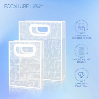 Focallure กระเป๋าถือ PVC แบบใส กันน้ํา ทรงสี่เหลี่ยม ทนทาน