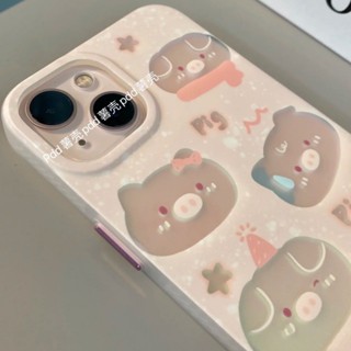 เคสป้องกันโทรศัพท์มือถือ แบบนิ่ม ลายการ์ตูนหมู สําหรับ Iphone 14promax 13promax 12 11pro xr xs 7 8plus EDQ9