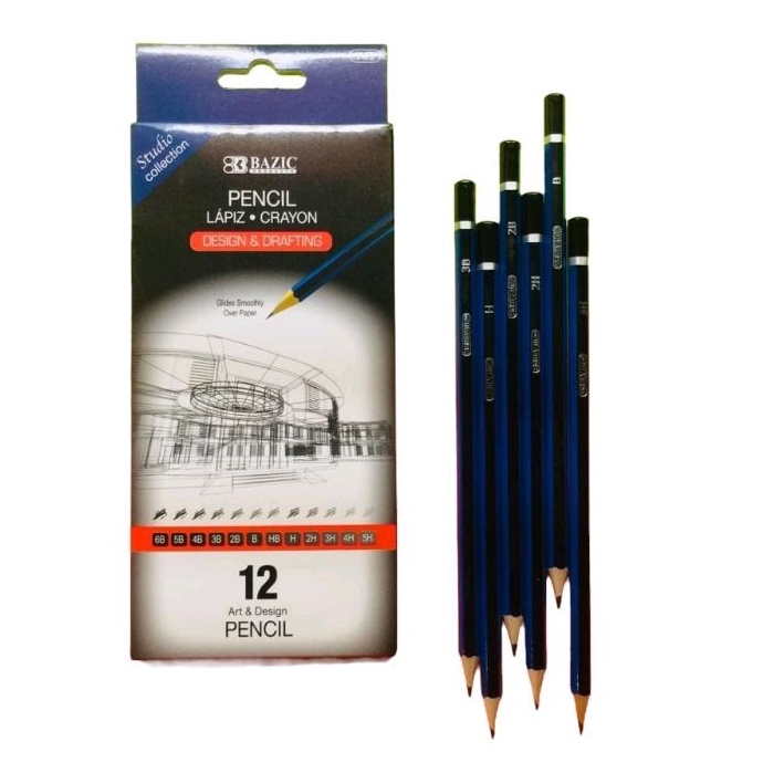 BAZIC 0745 DESIGN & DRAFTING PENCIL/12 ชิ้น