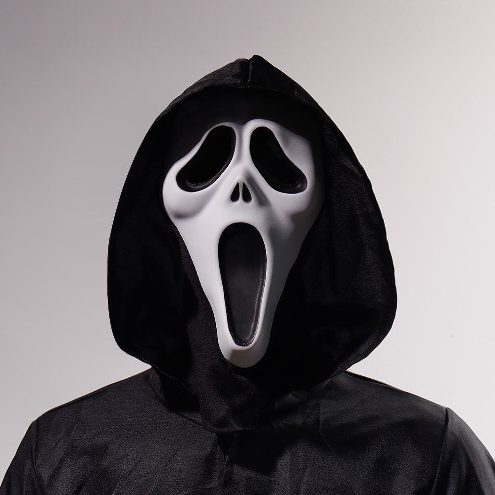 ♫Ghost Scream Mask สยองขวัญสีขาวฮาโลวีนน่ากลัวคอสเพลย์กรีดร้องปีศาจน่ากลัวฮาโลวีนเครื่องแต่งกาย Props สยองขวัญ Masquerade ตกแต่ง