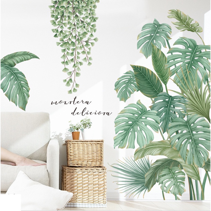 สติ๊กเกอร์ติดผนัง ลายใบไม้ ต้นไม้ สติกเกอร์ แต่งผนัง ติดเองง่าย sticker แต่งบ้าน ส่งจากไทย M01097