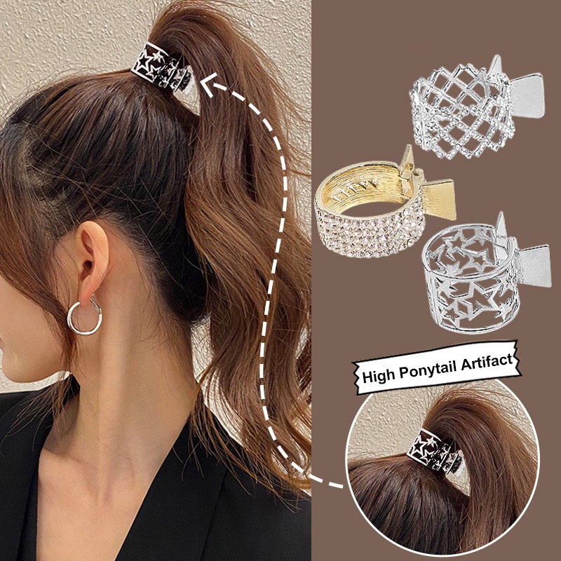 Ins โลหะผสม กลวง หางม้าสูง ยึดผม / เกาหลี พลอยเทียม ฉลาม ผม กรงเล็บ / ที่เรียบง่าย ดาว มุก ป้องกันการหย่อนคล้อย ปิ่นปักผม