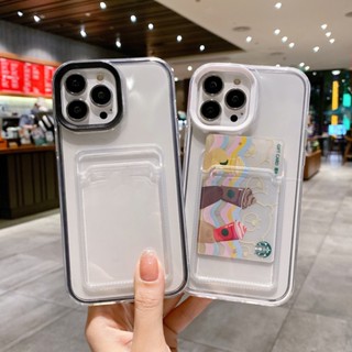 3in1 เคสโทรศัพท์มือถือแบบใส กันกระแทก พร้อมช่องใส่บัตร สําหรับ iPhone 14 Pro Max 13 12 11 XR XS X 7 8 Plus SE 2022 2020