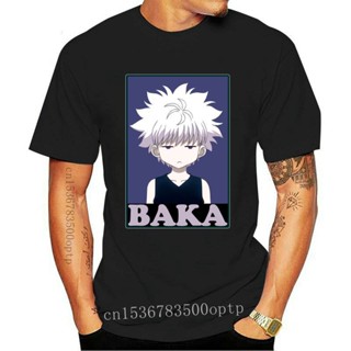 เสื้อยืดเสื้อยืดผู้ ใหม่ เสื้อยืดแขนสั้น พิมพ์ลายการ์ตูน Hunter X Hunter Killua Zoldyck Baka สไตล์คลาสสิก ญี่ปุ่น ส_02