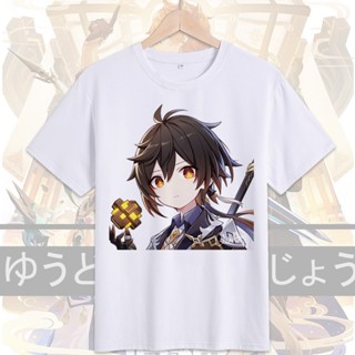 Short Sleeve T-Shirt Large Genshin Impact Zhongli Xiao Anime Graphic Print For Men And Women._03