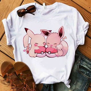 Summer Womens Shirt Pokemon Go Harajuku T Shirts Women Kawaii Cute Pikachu Funny Cartoon Print Tshirt Streetwear T_07