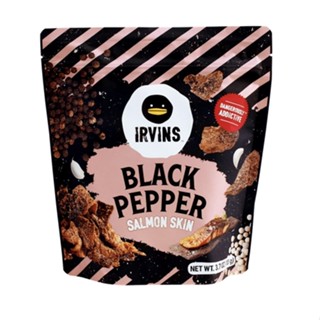 Irvins Black Pepper Salmon Skin 105g เออร์วิ้น ปลาแซลมอนผสมพริกไทยดำ นำเข้าจากประเทศสิงคโปร์