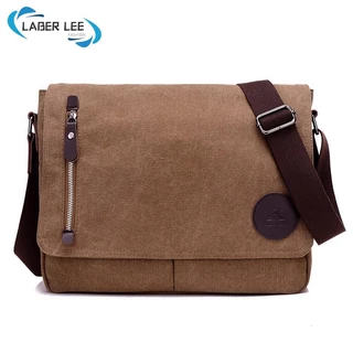 Laber Lee กระเป๋าสะพายไหล่ ผ้าแคนวาส ใส่แล็ปท็อปได้ สไตล์เรโทร สําหรับผู้ชาย