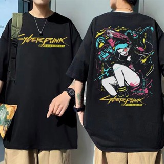 เสื้อยืดลําลอง สําหรับผู้ชาย ผู้หญิง แขนสั้น คอกลม พิมพ์ลาย Cyberpunk Edgerunners DAVID &amp; LUCY Neon_12