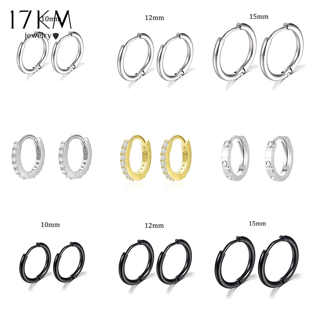 17KM ต่างหูห่วง เพทายเงิน เครื่องประดับแฟชั่น สําหรับผู้หญิง