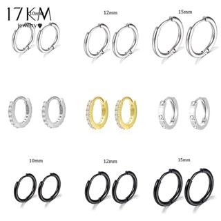 17KM ต่างหูห่วง เพทายเงิน เครื่องประดับแฟชั่น สําหรับผู้หญิง