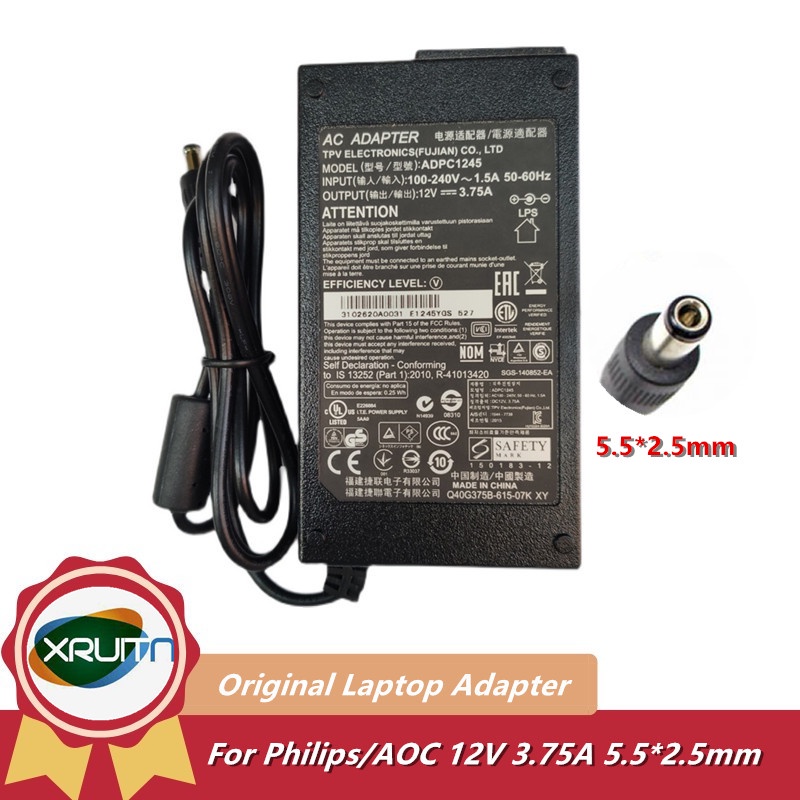 Orignal 12V 3.75A 45W AC DC อะแดปเตอร์ ADPC1245 ADPC12416AB สําหรับ AOC/ PHILIPS 239C4Q E2271HDS LCD