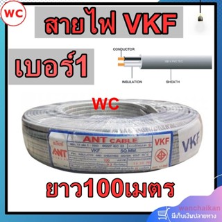 ANT ANT (ยาว 100 เมตร)สายไฟ VKF 2x1 สายไฟอ่อน หุ้มฉนวน2ชั้น ยี่ห้อ ANT ของแท้ สายไฟเบอร์1