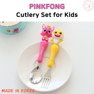 Pinkfong ชุดช้อนส้อม ส้อม รูปปลาฉลาม สไตล์เกาหลี สําหรับเด็ก