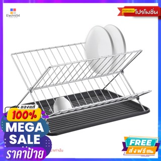 (HOME.ME) ที่คว่ำจานพร้อมถาดรองน้ำ รุ่น W3402T-B สีดำ  Dish drainer with water tray model W3402T-B bla