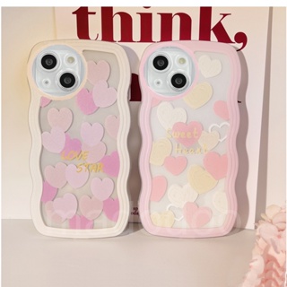 Casing For iPhone 15 14 13 12 11 Pro Xs max Mini 7 8 6 6S Plus X XR 14ProMax 13promax 12promax 11promax 6+6S+ 7+ 8+ ins Pink Heart Waves Edge Fine Hole Airbag Shockproof Love BFF Clear Soft Phone Case BW 31