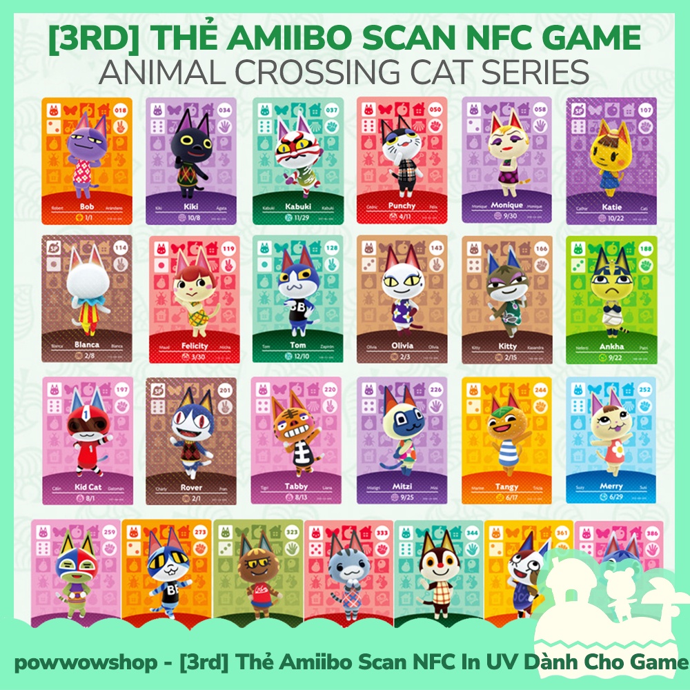 [ คลังสินค ้ าพร ้ อม VN - Express ] 3rd Amiibo Scan NFC Cat Series Card สําหรับสัตว ์ Crossing New Horizons Nintendo Switch Game