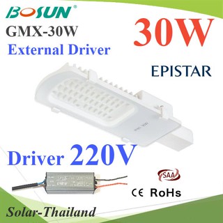 30W LED โคมไฟถนน แบบอลูมิเนียมโปรไฟล์ แสงสีขาว 6500K ใช้ Driver ต่อภายนอกโคม AC 220V รุ่น Bosun-GMX-30W-220V