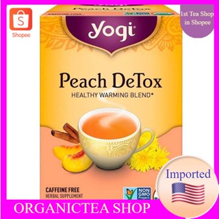 Yogi Tea Peach DeTox Caffeine Free  16 Tea Bags ชาพีช ดีท็อกซ์​ ชาสมุนไพร ชาออแกนิค ชาเพื่อสุขภาพ ชาโยคี