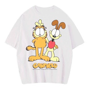 เสื้อยืด ขนาดใหญ่ พิมพ์ลาย Garfield and friends | เสื้อเชิ้ต สไตล์วินเทจ | โมเดลอนิเมะ