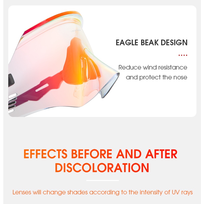 KAPVOE แว่นตาปั่นจักรยานแบบโฟโตโครมิกแว่นกันแดดกลางแจ้งขี่จักรยานแว่นตาจักรยานเสือภูเขาเดินป่าแบบสบาย ๆ กันลม - รูปที่ 3