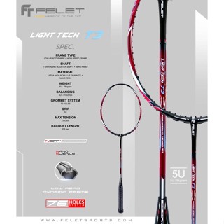 ไม้แบดมินตันที่ตีง่ายที่สุด Felet Light Teh T3 (78g.+/-)แถมเอ็น